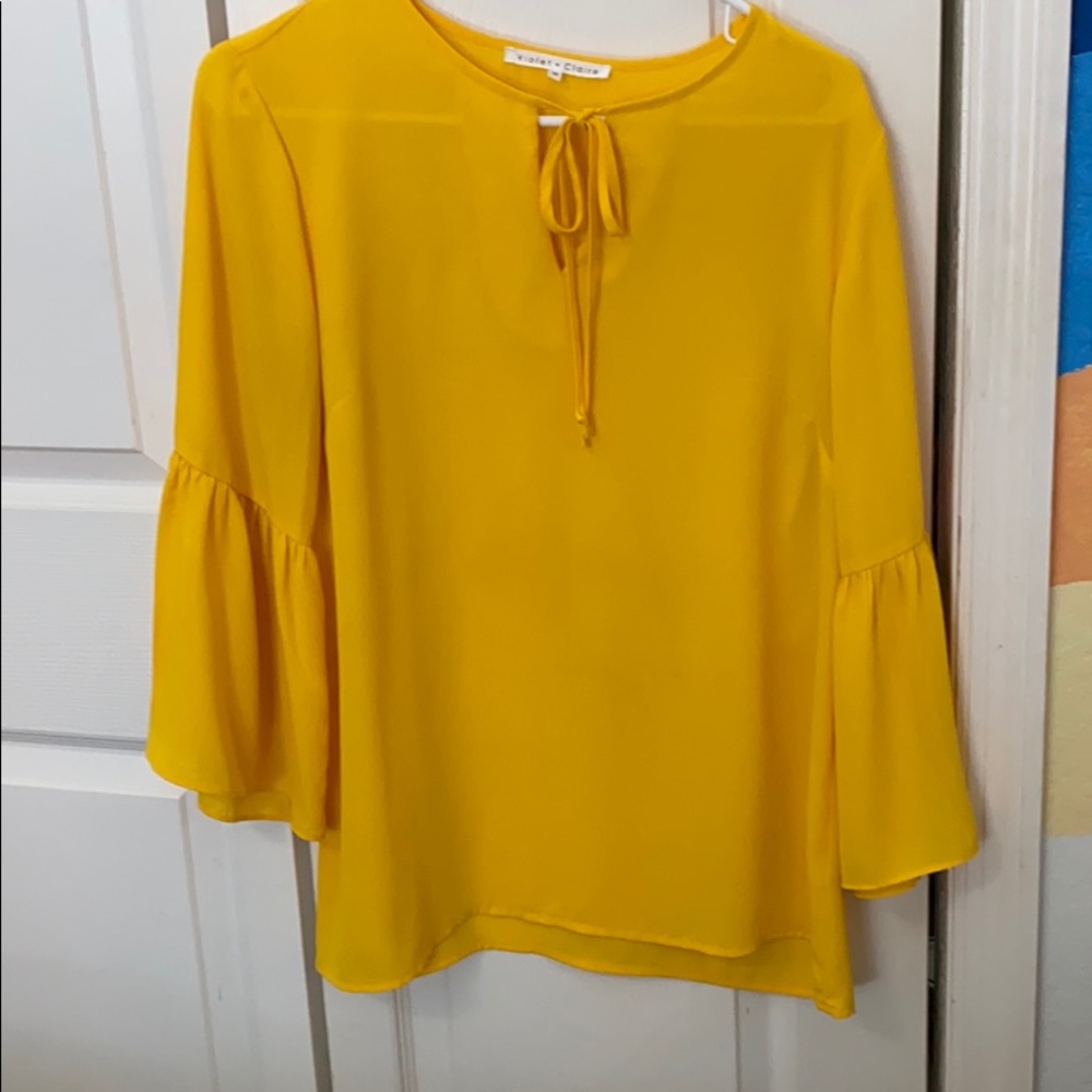 Yellow bell sleeve blouse